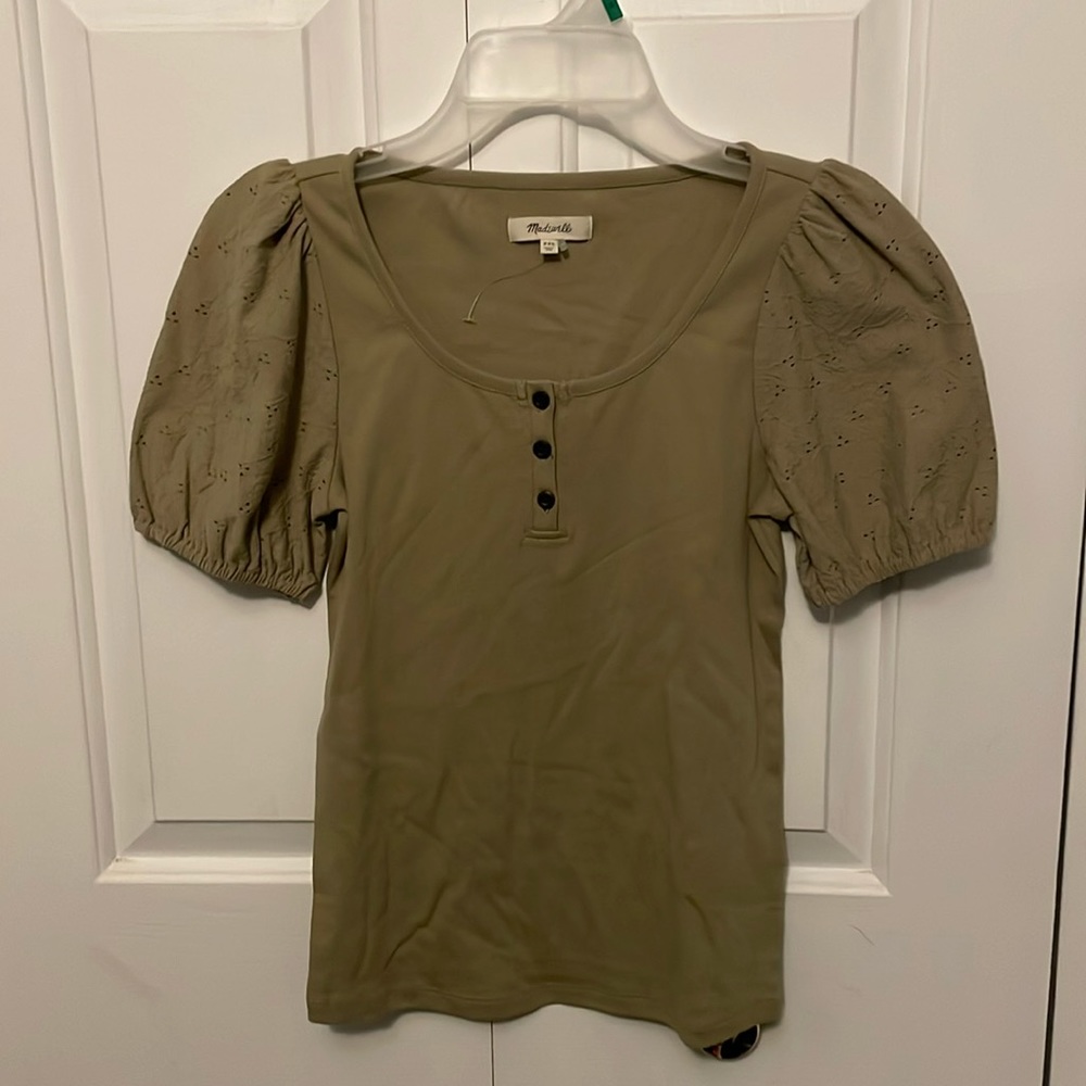 Madewell Sz XXS top with Lace short sleeves NWOT B39